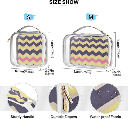 Clear Makeup Bag Approved Clear Travel Toiletry Bag with Zipper Waterproof Organizer Bags Transparent Cosmetic Pouch Traveling 2Pack Tile Color - Colors C