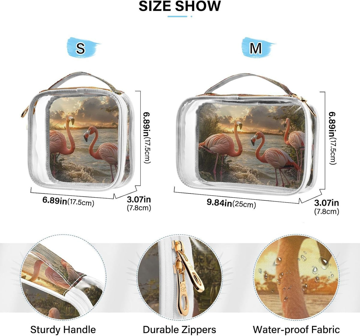 Clear Makeup Bag Approved Clear Travel Toiletry Bag with Zipper Waterproof Organizer Bags Transparent Cosmetic Pouch Traveling 2Pack Tile Color - Colors C