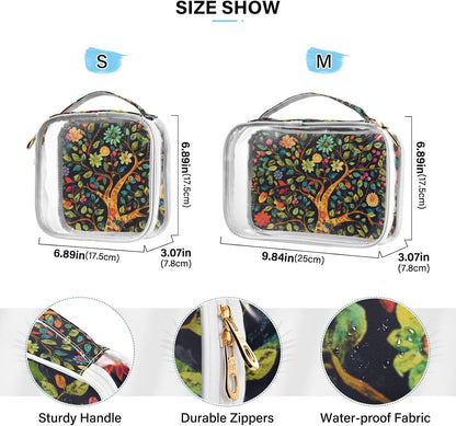 Clear Makeup Bag Approved Clear Travel Toiletry Bag with Zipper Waterproof Organizer Bags Transparent Cosmetic Pouch Traveling 2Pack Tile Color - Colors C