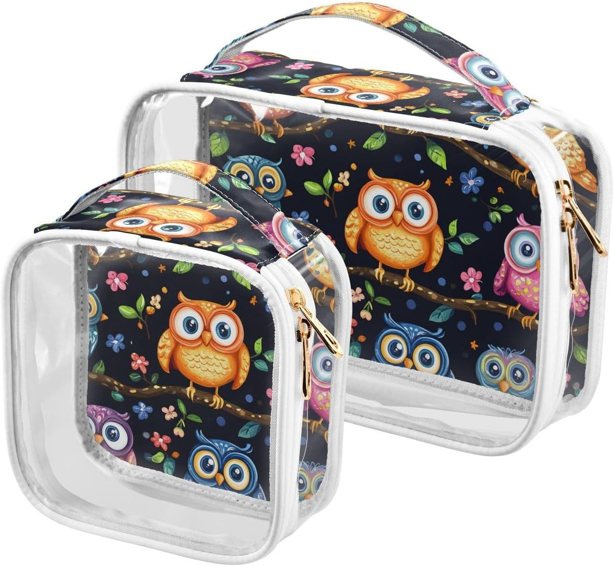 Clear Makeup Bag Approved Clear Travel Toiletry Bag with Zipper Waterproof Organizer Bags Transparent Cosmetic Pouch Traveling 2Pack Tile Color - Colors C