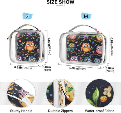 Clear Makeup Bag Approved Clear Travel Toiletry Bag with Zipper Waterproof Organizer Bags Transparent Cosmetic Pouch Traveling 2Pack Tile Color - Colors C