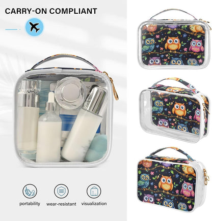 Clear Makeup Bag Approved Clear Travel Toiletry Bag with Zipper Waterproof Organizer Bags Transparent Cosmetic Pouch Traveling 2Pack Tile Color - Colors C