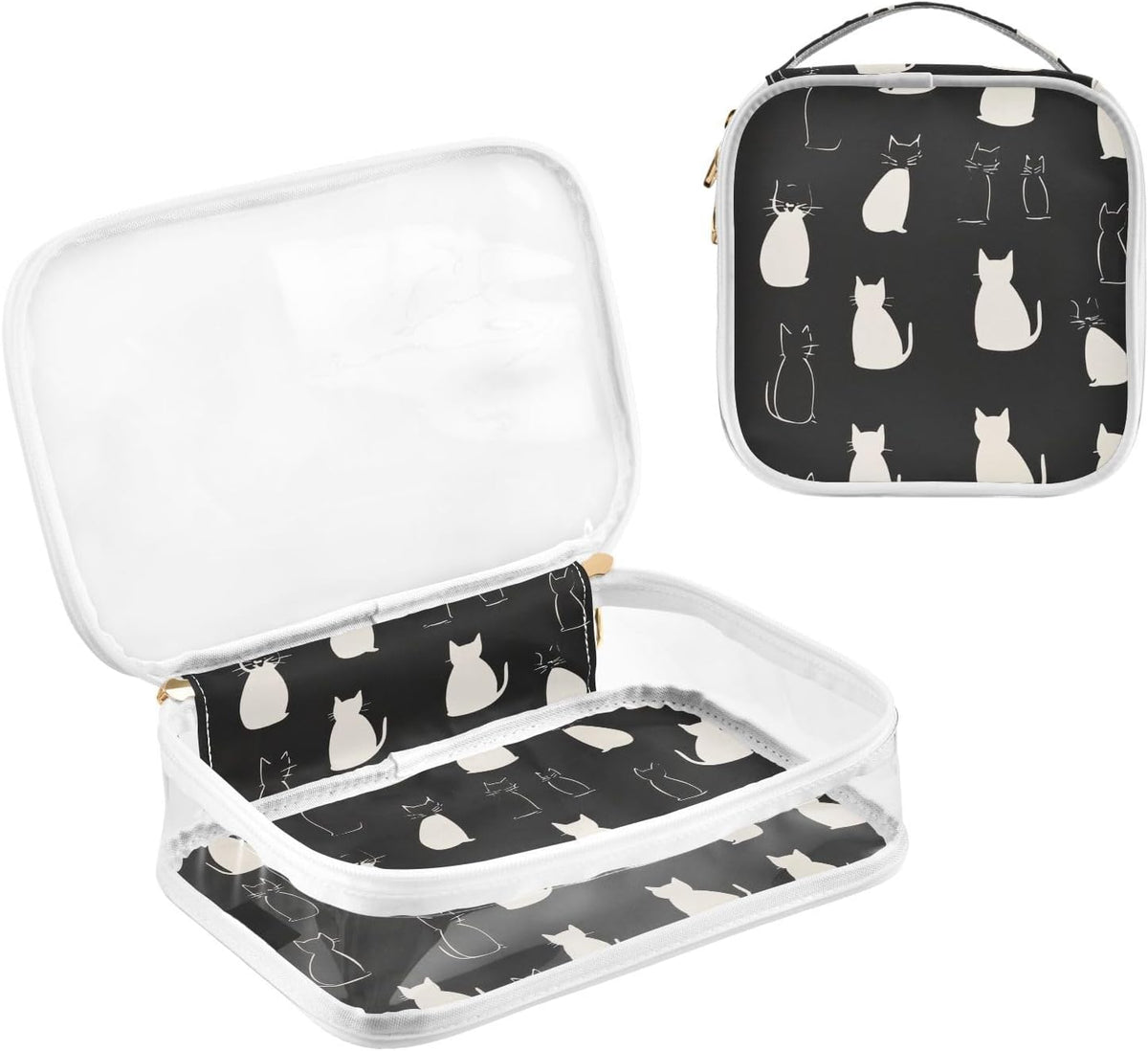 Clear Makeup Bag Approved Clear Travel Toiletry Bag with Zipper Waterproof Organizer Bags Transparent Cosmetic Pouch Traveling 2Pack Tile Color - Colors C
