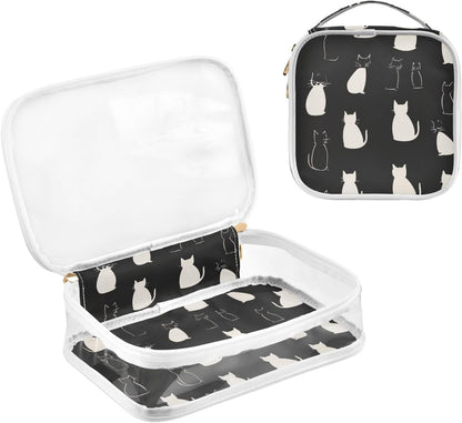 Clear Makeup Bag Approved Clear Travel Toiletry Bag with Zipper Waterproof Organizer Bags Transparent Cosmetic Pouch Traveling 2Pack Tile Color - Colors C