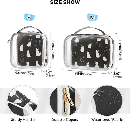 Clear Makeup Bag Approved Clear Travel Toiletry Bag with Zipper Waterproof Organizer Bags Transparent Cosmetic Pouch Traveling 2Pack Tile Color - Colors C