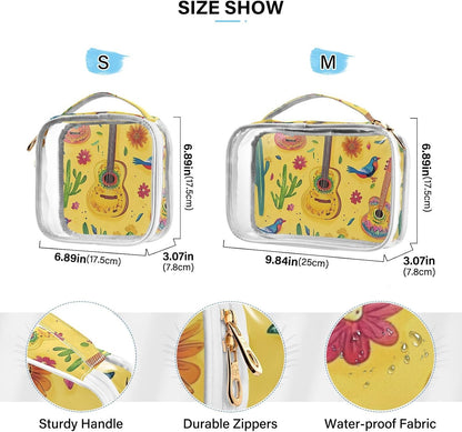 Clear Makeup Bag Approved Clear Travel Toiletry Bag with Zipper Waterproof Organizer Bags Transparent Cosmetic Pouch Traveling 2Pack Tile Color - Colors C