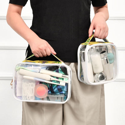 Clear Makeup Bag Approved Clear Travel Toiletry Bag with Zipper Waterproof Organizer Bags Transparent Cosmetic Pouch Traveling 2Pack Tile Color - Colors C