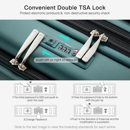 Grace Expandable Carry On Luggage with Wheels Airline Approved Hard Shell Suitcases with Front Pocket，Top Opening Luggage with TSA Lock for Short Business Travel, Blackish Green.