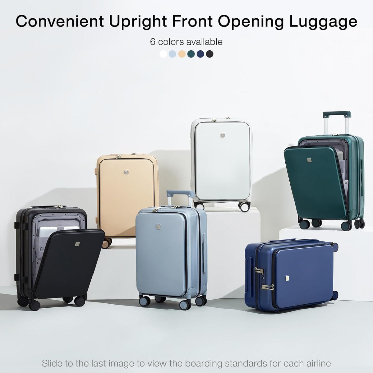 Grace Expandable Carry On Luggage with Wheels Airline Approved Hard Shell Suitcases with Front Pocket，Top Opening Luggage with TSA Lock for Short Business Travel, Blackish Green.