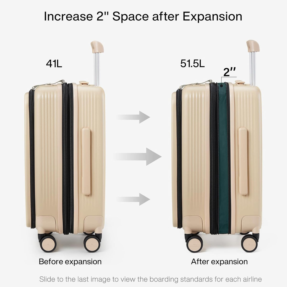 Grace Expandable Carry On Luggage with Wheels Airline Approved Hard Shell Suitcases with Front Pocket，Top Opening Luggage with TSA Lock for Short Business Travel, Blackish Green.