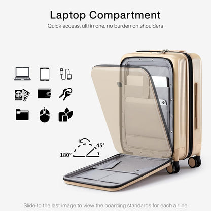 Grace Expandable Carry On Luggage with Wheels Airline Approved Hard Shell Suitcases with Front Pocket，Top Opening Luggage with TSA Lock for Short Business Travel, Blackish Green.