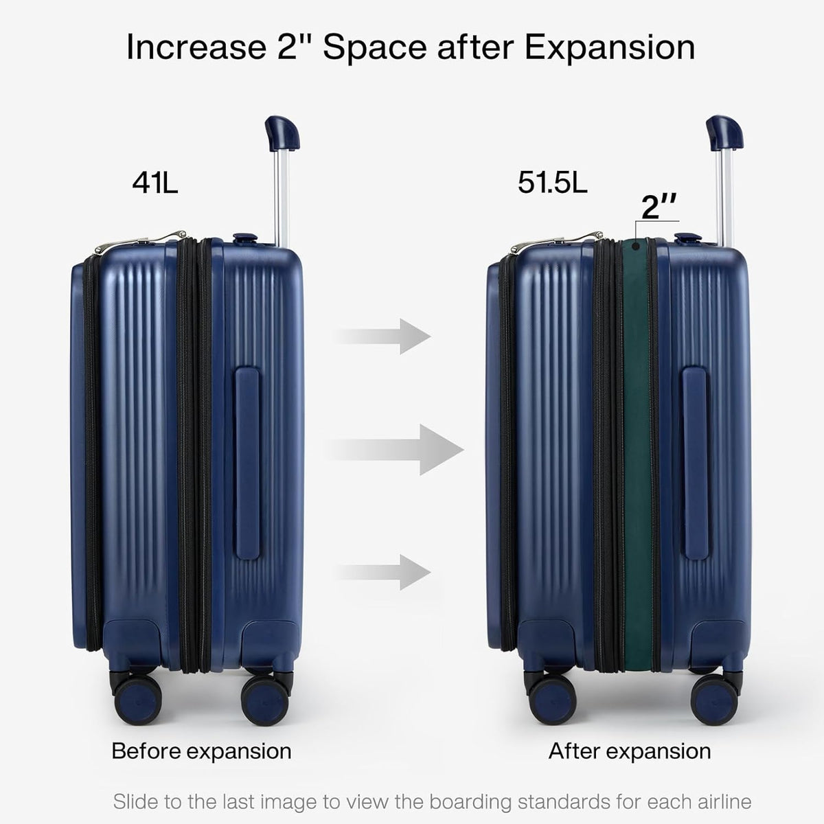 Grace Expandable Carry On Luggage with Wheels Airline Approved Hard Shell Suitcases with Front Pocket，Top Opening Luggage with TSA Lock for Short Business Travel, Blackish Green.