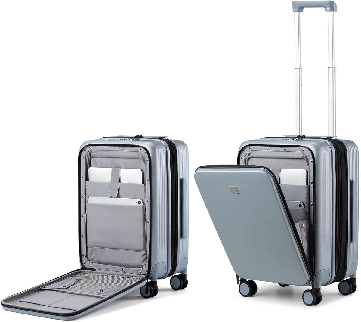 Grace Expandable Carry On Luggage with Wheels Airline Approved Hard Shell Suitcases with Front Pocket，Top Opening Luggage with TSA Lock for Short Business Travel, Blackish Green.