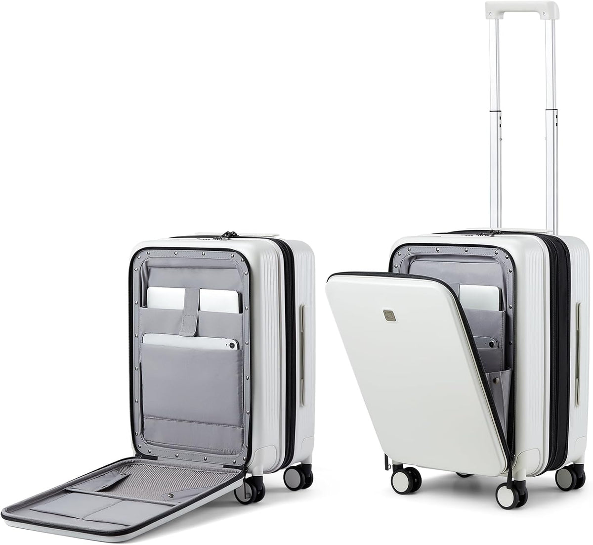 Grace Expandable Carry On Luggage with Wheels Airline Approved Hard Shell Suitcases with Front Pocket，Top Opening Luggage with TSA Lock for Short Business Travel, Blackish Green.