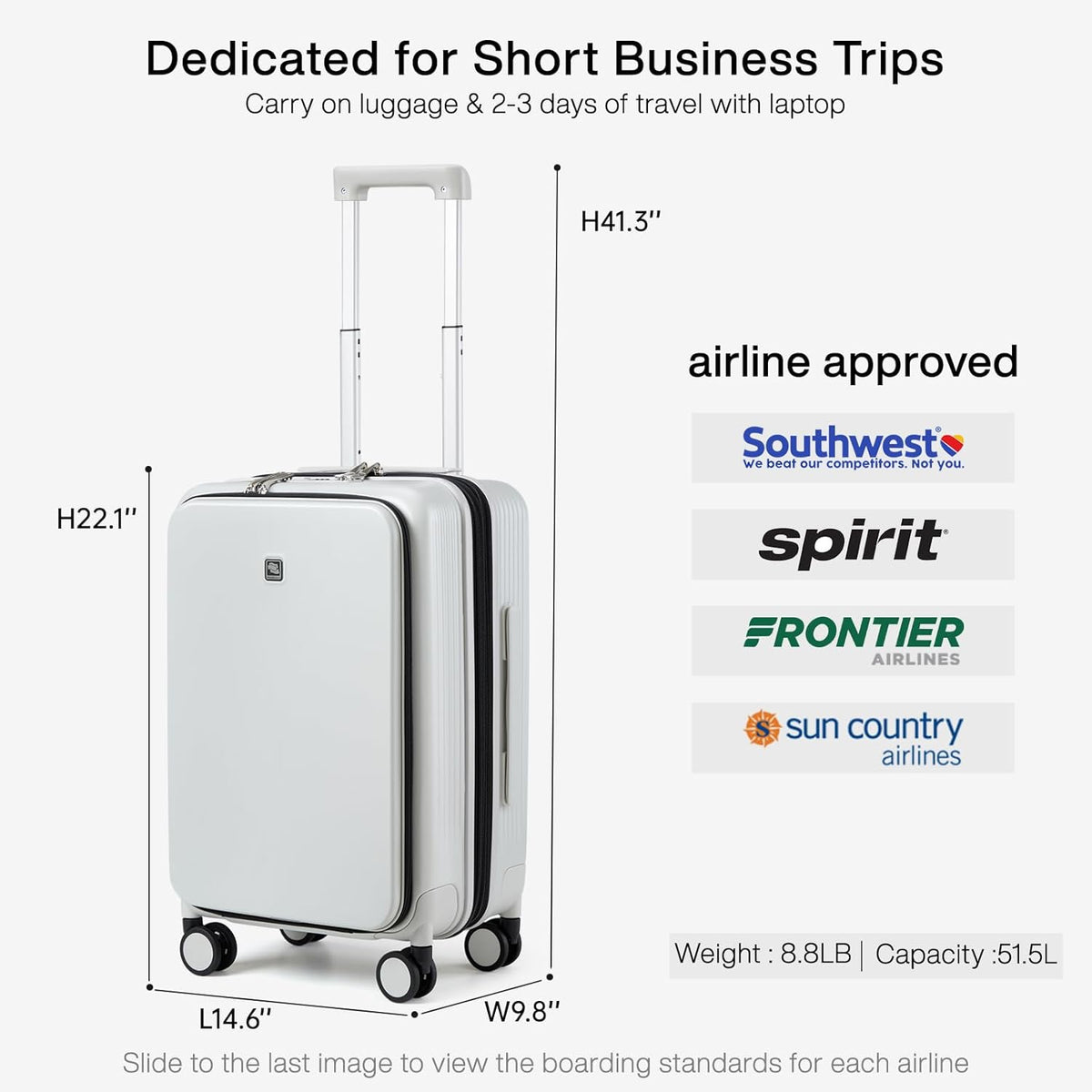 Grace Expandable Carry On Luggage with Wheels Airline Approved Hard Shell Suitcases with Front Pocket，Top Opening Luggage with TSA Lock for Short Business Travel, Blackish Green.