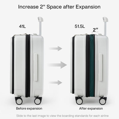 Grace Expandable Carry On Luggage with Wheels Airline Approved Hard Shell Suitcases with Front Pocket，Top Opening Luggage with TSA Lock for Short Business Travel, Blackish Green.