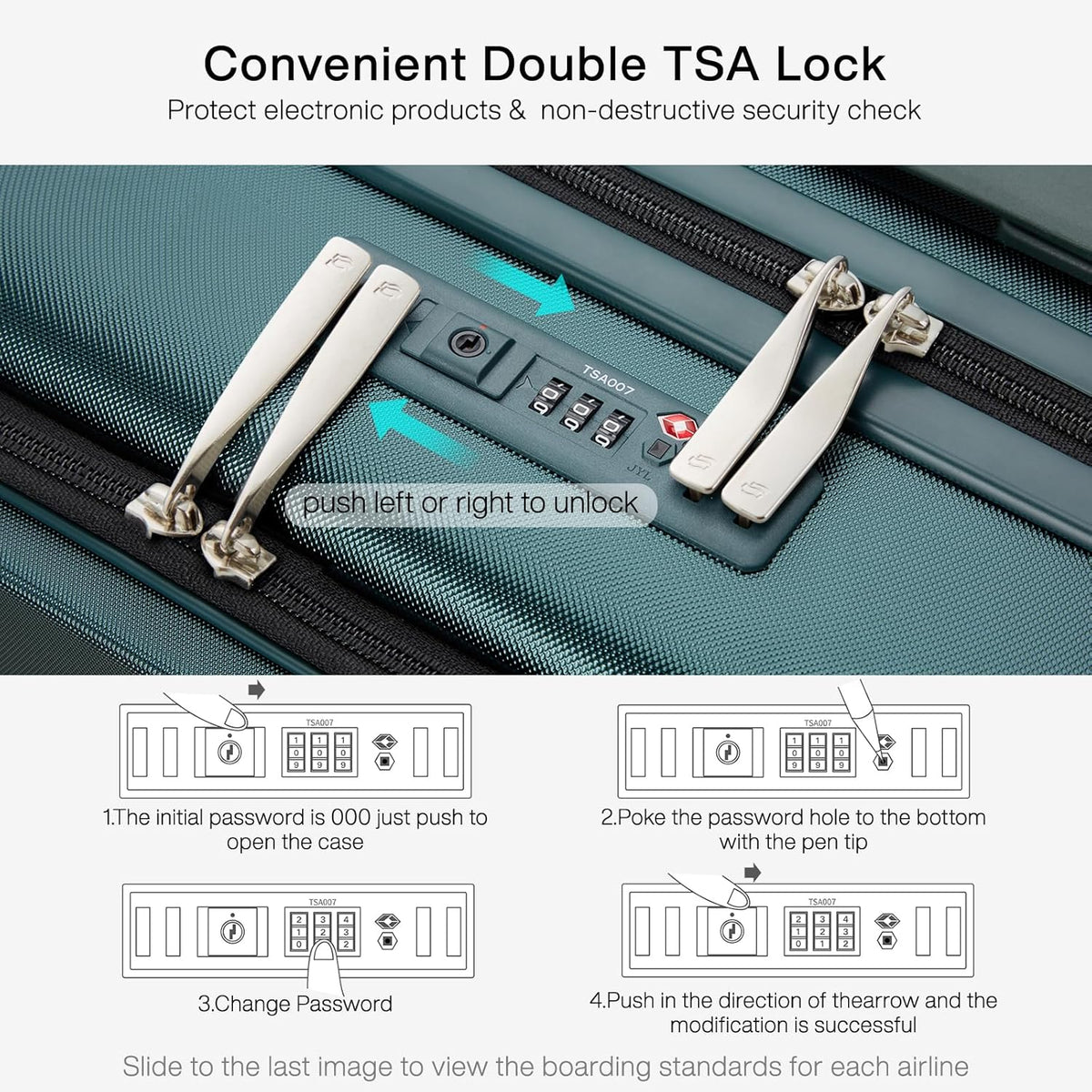 Grace Expandable Carry On Luggage with Wheels Airline Approved Hard Shell Suitcases with Front Pocket，Top Opening Luggage with TSA Lock for Short Business Travel, Blackish Green.