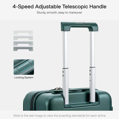 Grace Expandable Carry On Luggage with Wheels Airline Approved Hard Shell Suitcases with Front Pocket，Top Opening Luggage with TSA Lock for Short Business Travel, Blackish Green.