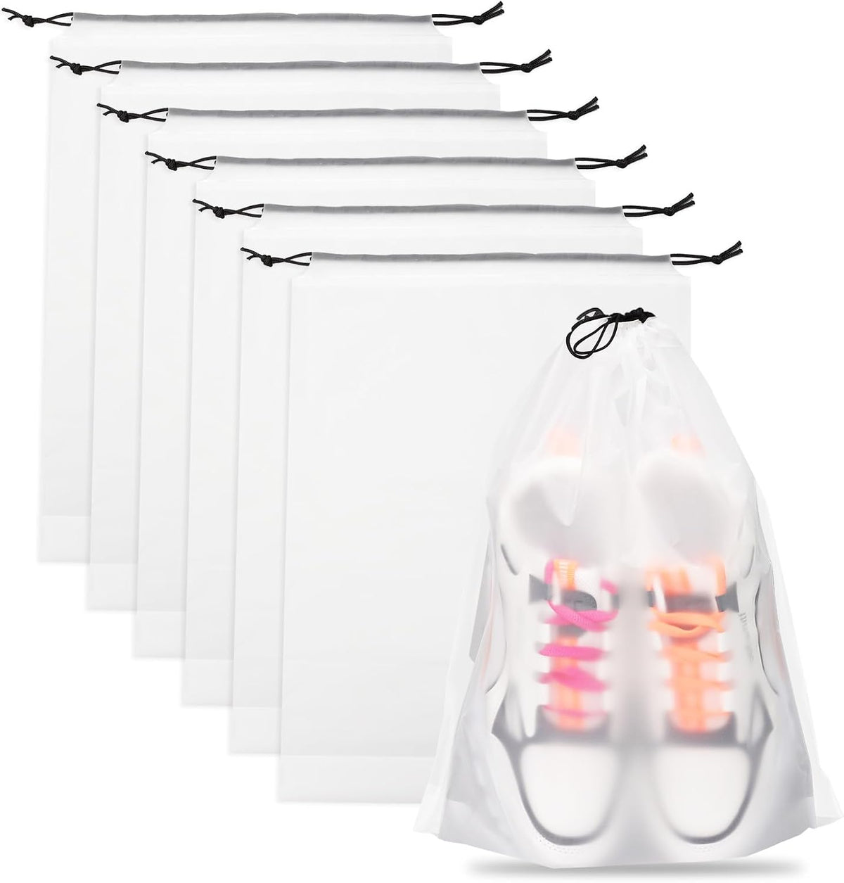 6 Pack Shoe Bags for Travel – Transparent, Waterproof, Portable Shoe Storage for Packing (15.7" x 11.8") – Travel Essentials for Men & Women