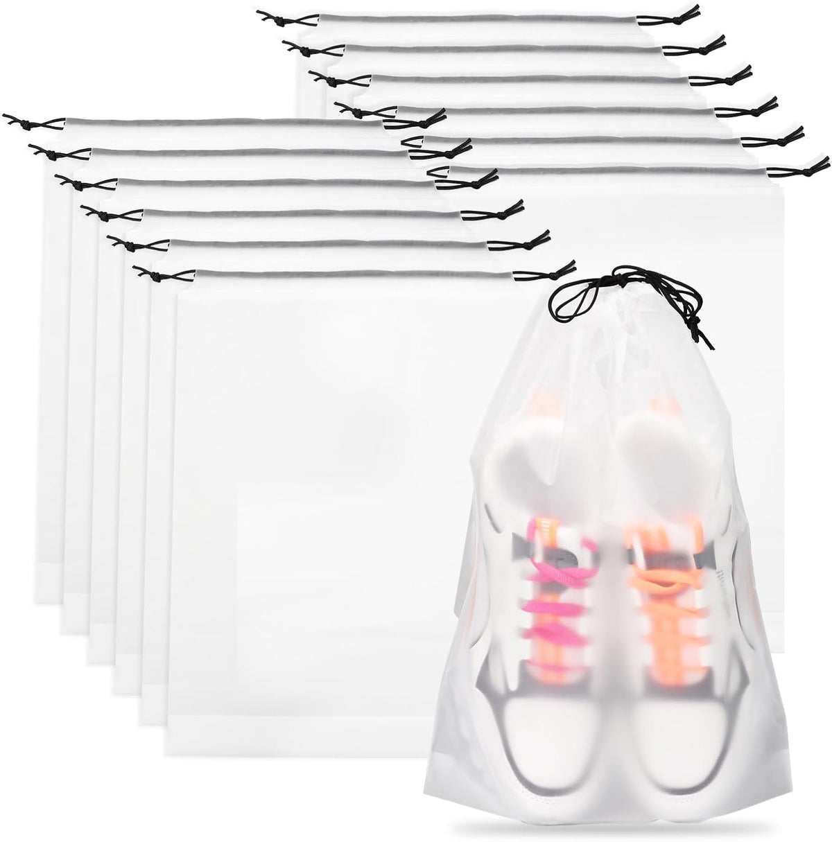 6 Pack Shoe Bags for Travel – Transparent, Waterproof, Portable Shoe Storage for Packing (15.7" x 11.8") – Travel Essentials for Men & Women