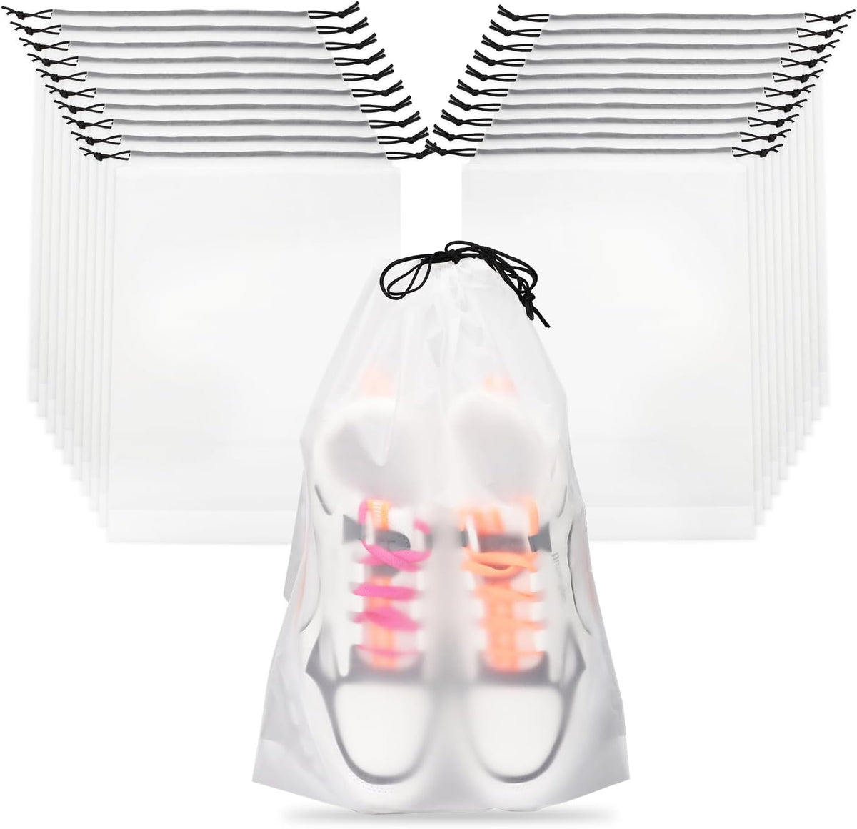 6 Pack Shoe Bags for Travel – Transparent, Waterproof, Portable Shoe Storage for Packing (15.7" x 11.8") – Travel Essentials for Men & Women