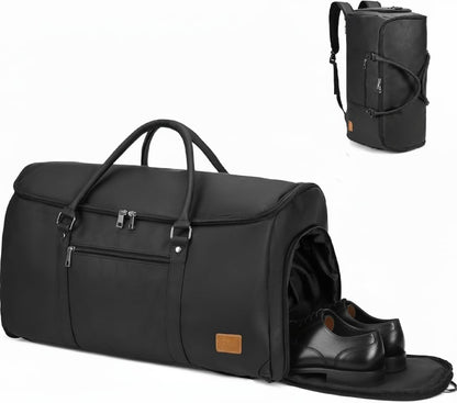 Garment Bag with Shoe Pouch Carry On Convertible Travel Duffel Bag for Men Women, 2 in 1 Hanging Suitcase Suit Business Travel Bag, Brown