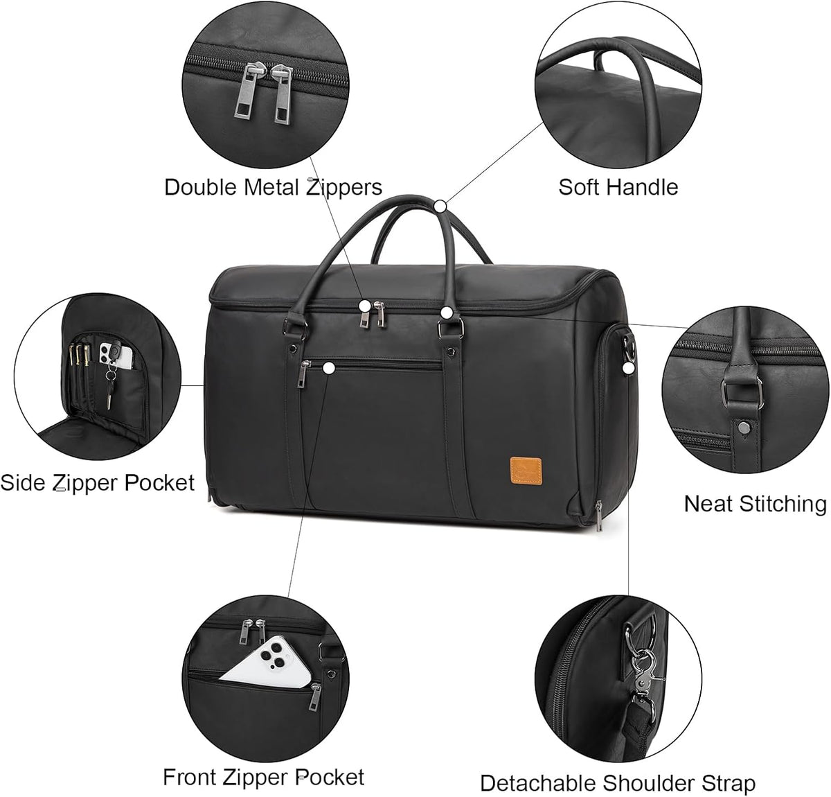 Garment Bag with Shoe Pouch Carry On Convertible Travel Duffel Bag for Men Women, 2 in 1 Hanging Suitcase Suit Business Travel Bag, Brown