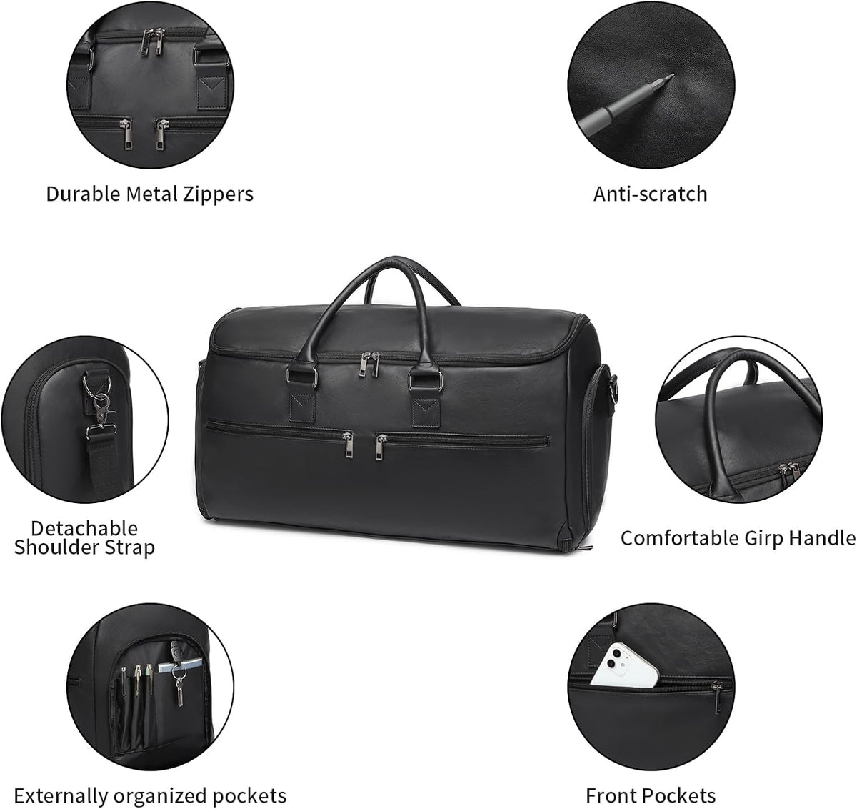 Garment Bag with Shoe Pouch Carry On Convertible Travel Duffel Bag for Men Women, 2 in 1 Hanging Suitcase Suit Business Travel Bag, Brown