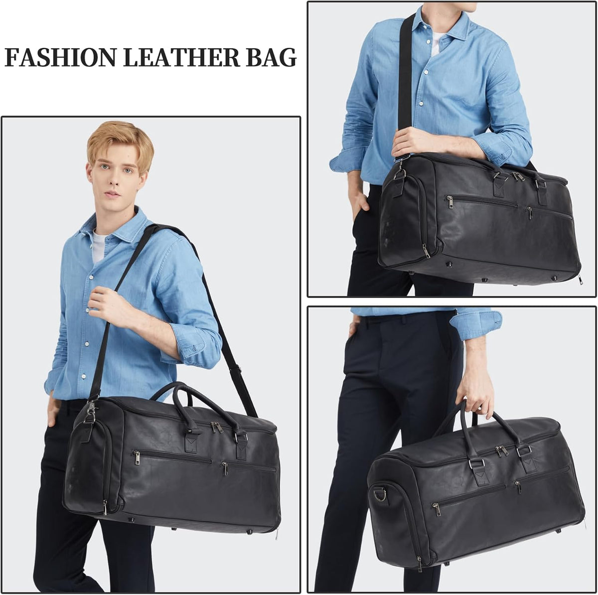 Garment Bag with Shoe Pouch Carry On Convertible Travel Duffel Bag for Men Women, 2 in 1 Hanging Suitcase Suit Business Travel Bag, Brown