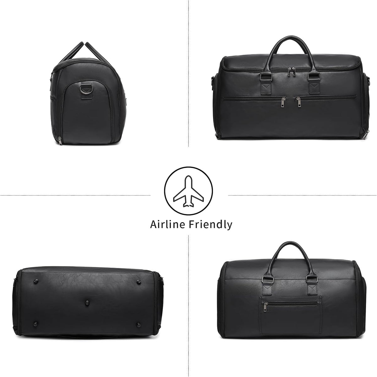 Garment Bag with Shoe Pouch Carry On Convertible Travel Duffel Bag for Men Women, 2 in 1 Hanging Suitcase Suit Business Travel Bag, Brown