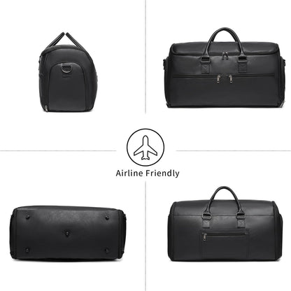 Garment Bag with Shoe Pouch Carry On Convertible Travel Duffel Bag for Men Women, 2 in 1 Hanging Suitcase Suit Business Travel Bag, Brown