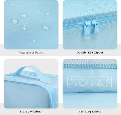 6 Set Packing Cubes with Shoe Bag - Lightweight Travel Luggage Suitcase Organizers