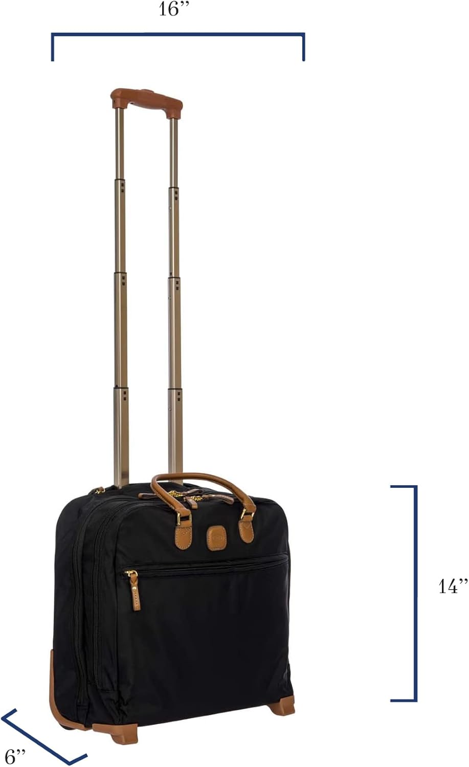 X-Travel 2.0 Rolling Carry-On 16 x 13.7 x 6 Inch, Water-Resistant Underseat Bag with Silent Wheels, Retractable Handle and Laptop Pocket - Navy