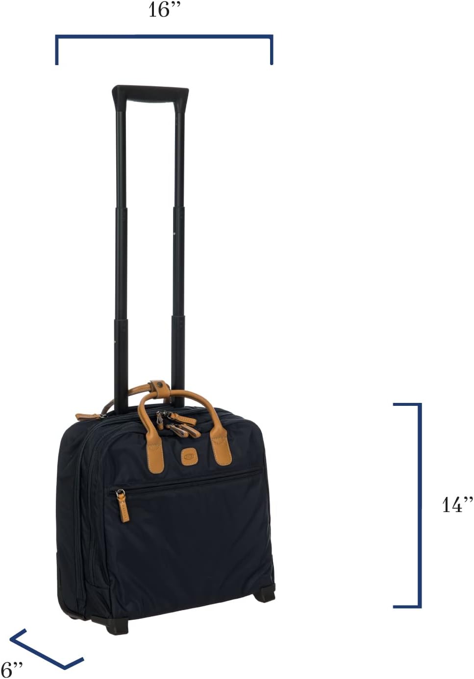 X-Travel 2.0 Rolling Carry-On 16 x 13.7 x 6 Inch, Water-Resistant Underseat Bag with Silent Wheels, Retractable Handle and Laptop Pocket - Navy