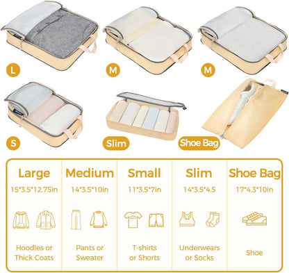 6 Set Ultralight Compression Packing Cubes Packing Organizer for Travel Accessories Luggage Suitcase Backpack
