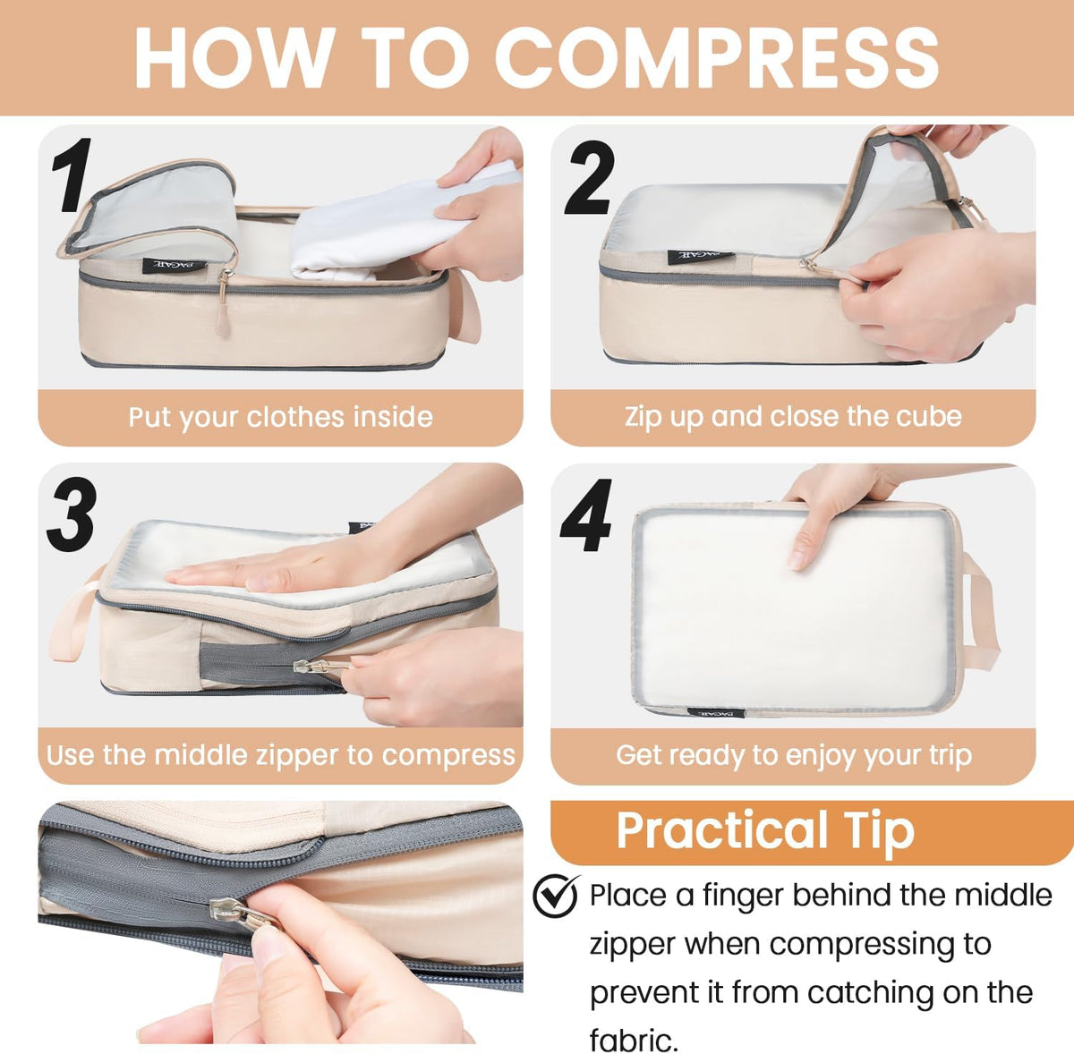 6 Set Ultralight Compression Packing Cubes Packing Organizer for Travel Accessories Luggage Suitcase Backpack