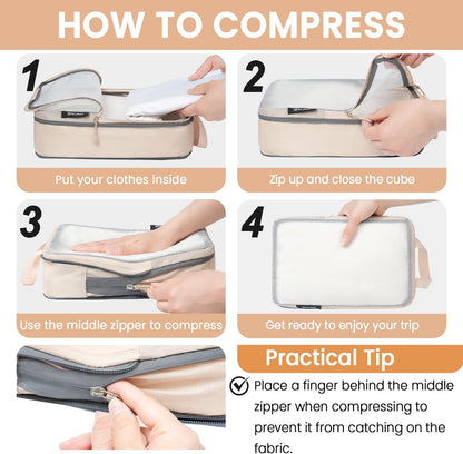 6 Set Ultralight Compression Packing Cubes Packing Organizer for Travel Accessories Luggage Suitcase Backpack