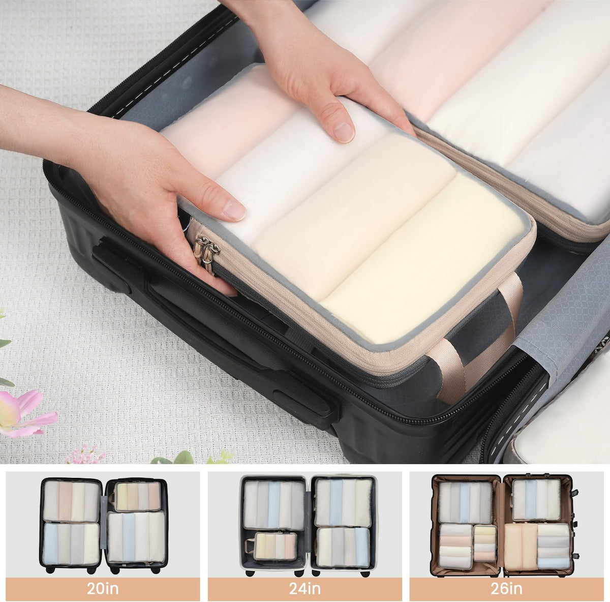 6 Set Ultralight Compression Packing Cubes Packing Organizer for Travel Accessories Luggage Suitcase Backpack