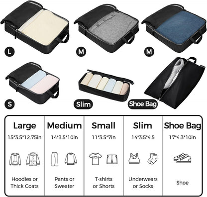 6 Set Ultralight Compression Packing Cubes Packing Organizer for Travel Accessories Luggage Suitcase Backpack
