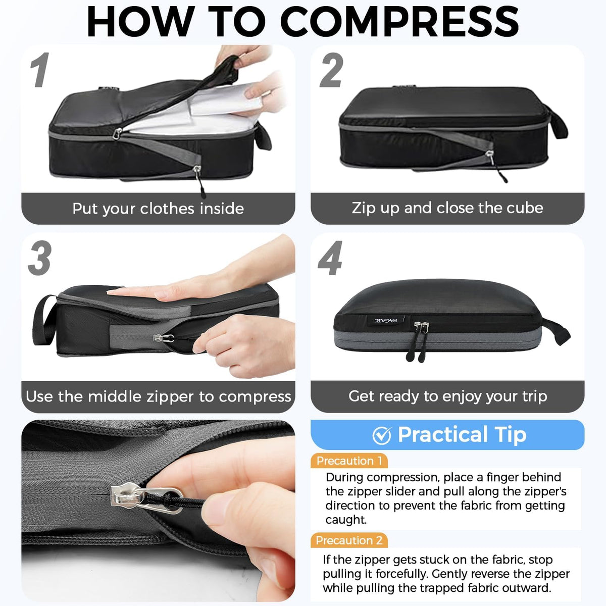 6 Set Ultralight Compression Packing Cubes Packing Organizer for Travel Accessories Luggage Suitcase Backpack
