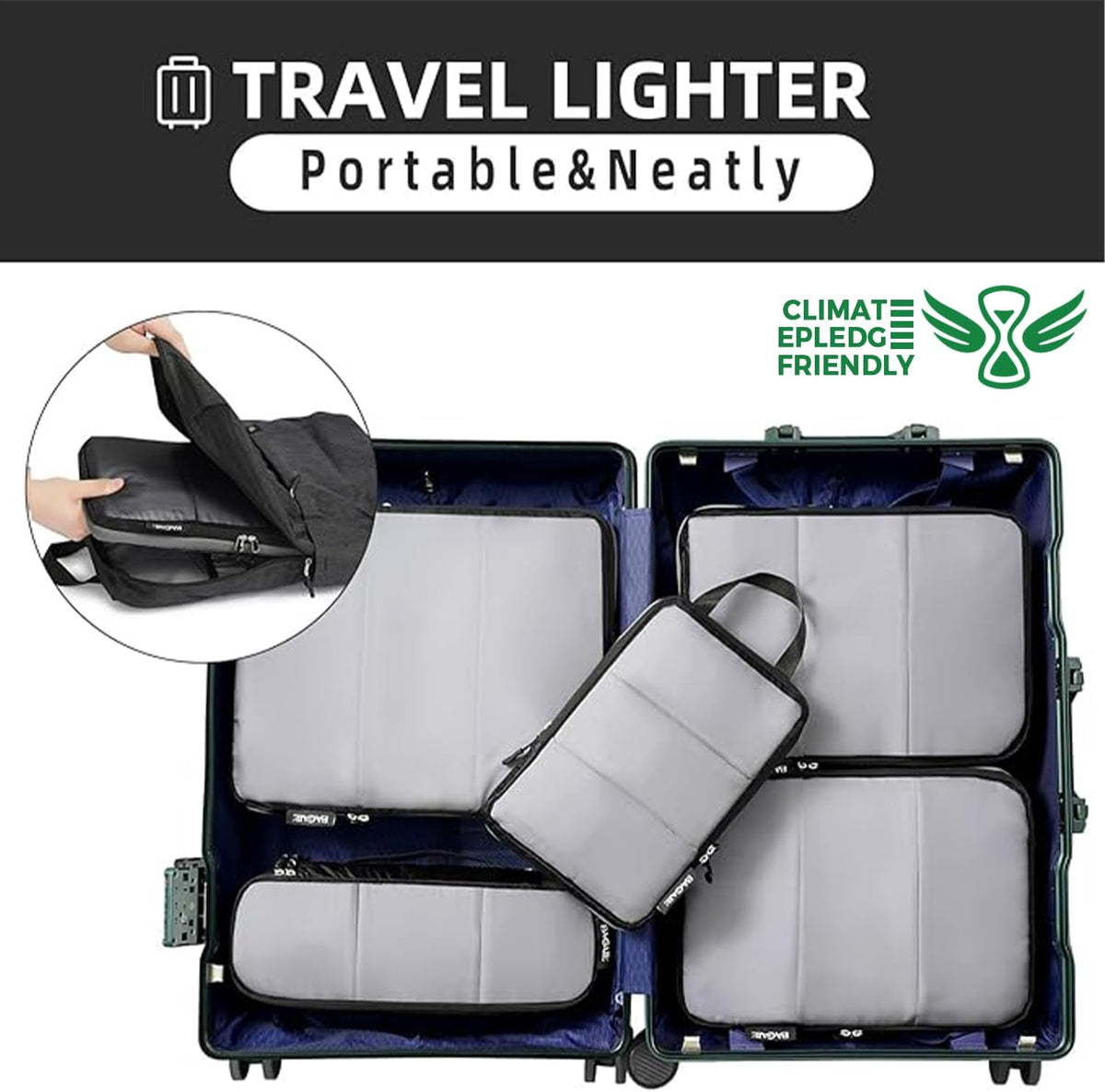 6 Set Ultralight Compression Packing Cubes Packing Organizer for Travel Accessories Luggage Suitcase Backpack