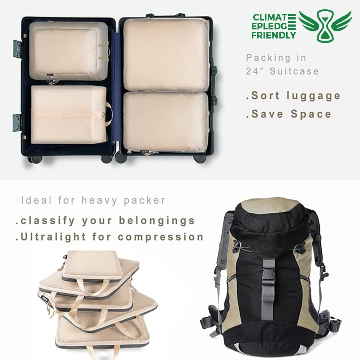 6 Set Ultralight Compression Packing Cubes Packing Organizer for Travel Accessories Luggage Suitcase Backpack