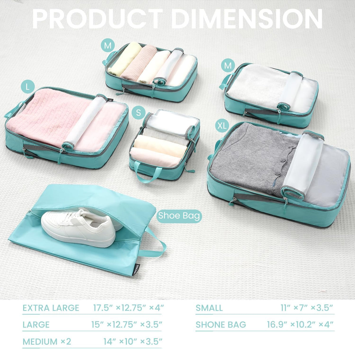 6 Set Ultralight Compression Packing Cubes Packing Organizer for Travel Accessories Luggage Suitcase Backpack