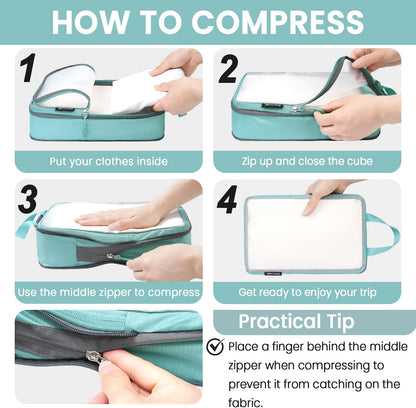 6 Set Ultralight Compression Packing Cubes Packing Organizer for Travel Accessories Luggage Suitcase Backpack