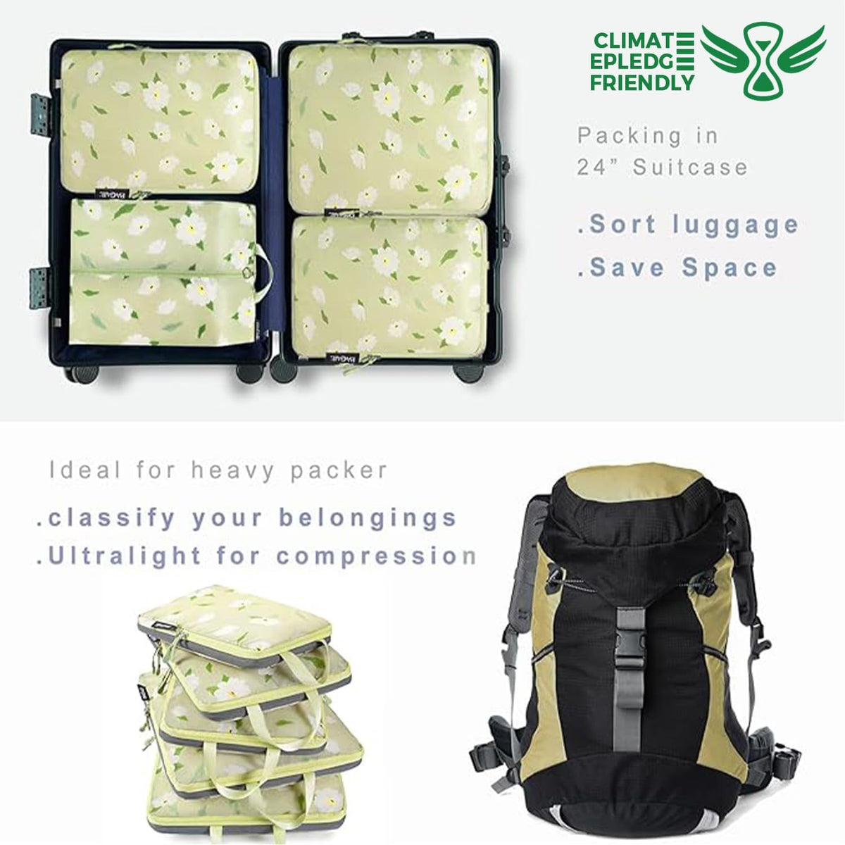 6 Set Ultralight Compression Packing Cubes Packing Organizer for Travel Accessories Luggage Suitcase Backpack