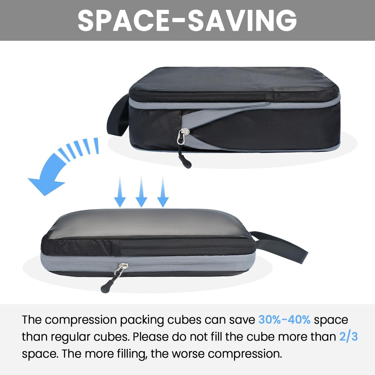 6 Set Ultralight Compression Packing Cubes Packing Organizer for Travel Accessories Luggage Suitcase Backpack