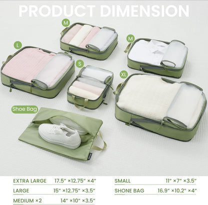 6 Set Ultralight Compression Packing Cubes Packing Organizer for Travel Accessories Luggage Suitcase Backpack