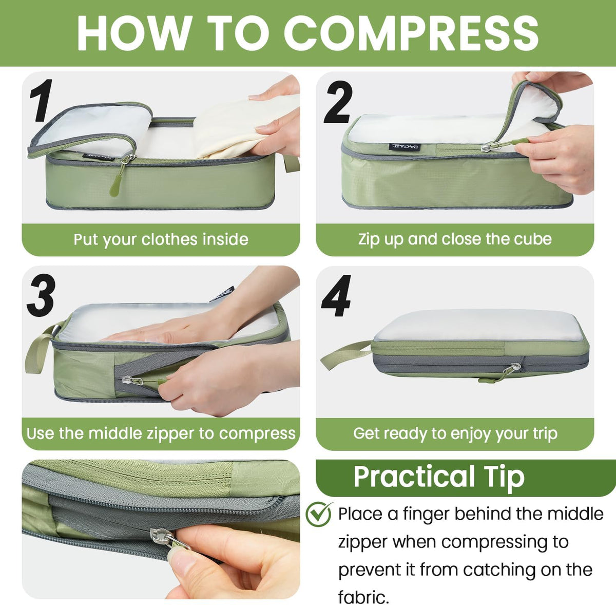 6 Set Ultralight Compression Packing Cubes Packing Organizer for Travel Accessories Luggage Suitcase Backpack