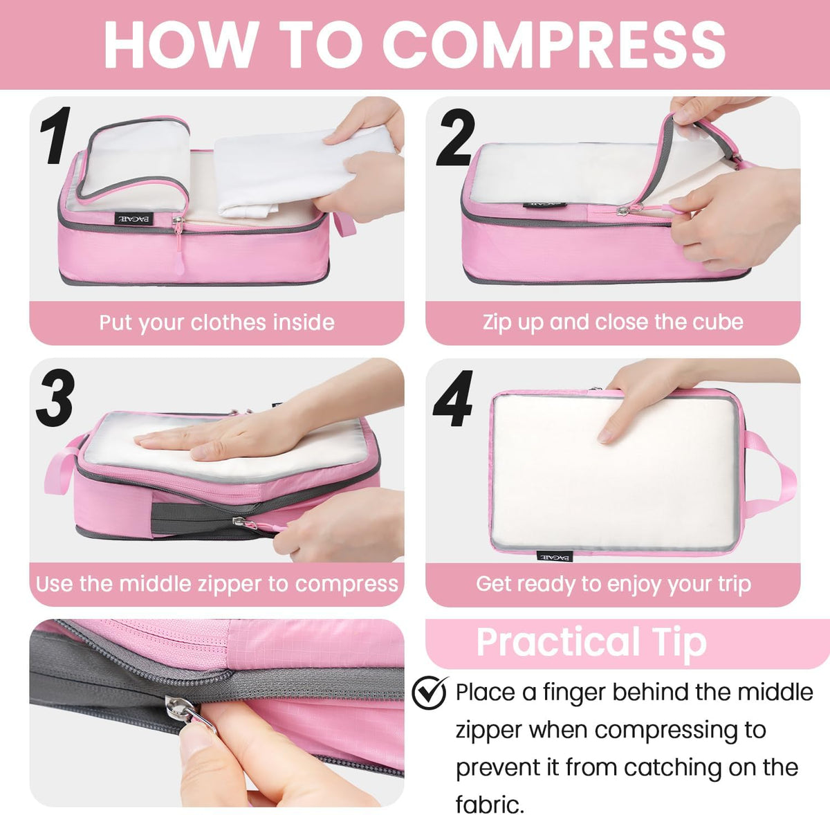 6 Set Ultralight Compression Packing Cubes Packing Organizer for Travel Accessories Luggage Suitcase Backpack
