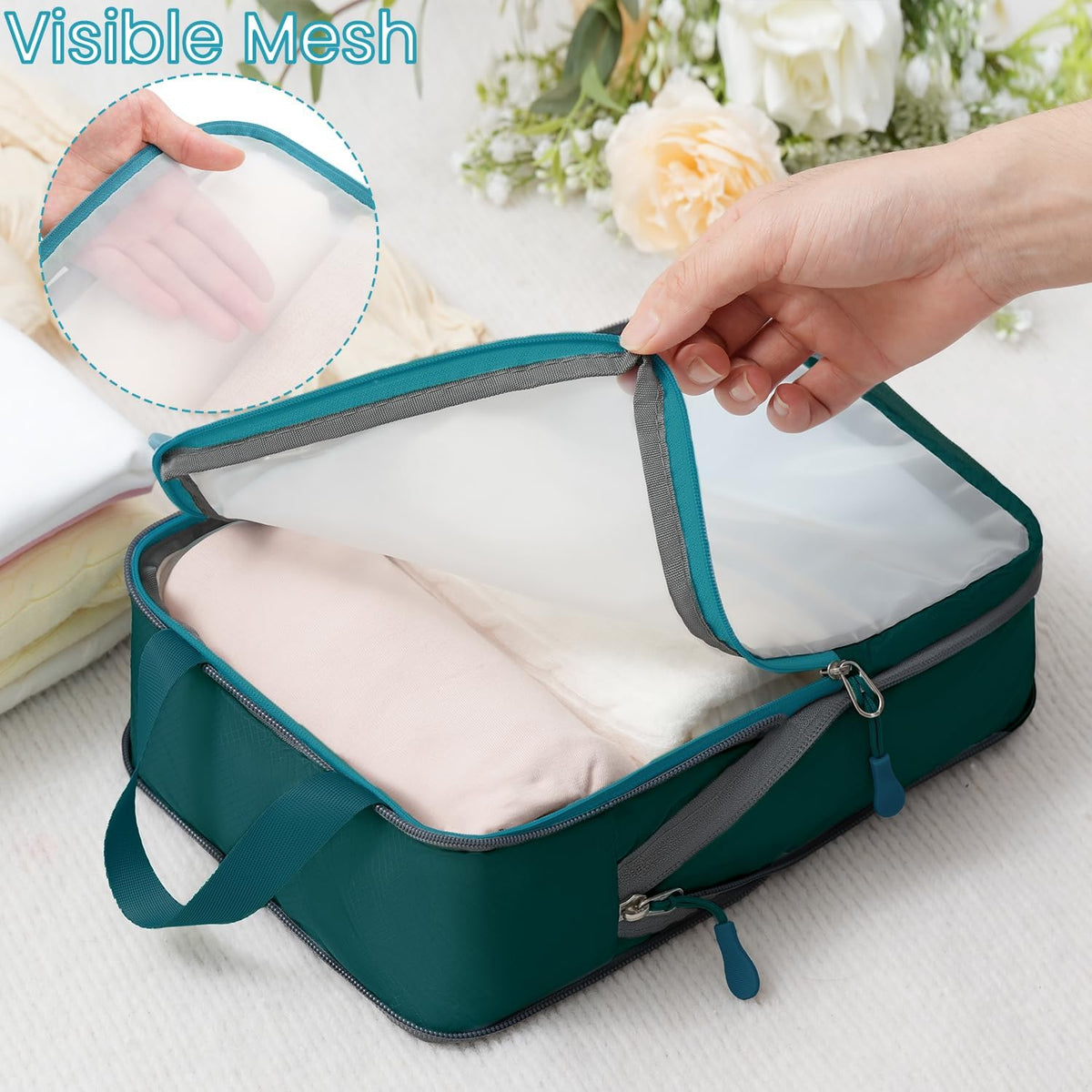 6 Set Ultralight Compression Packing Cubes Packing Organizer for Travel Accessories Luggage Suitcase Backpack